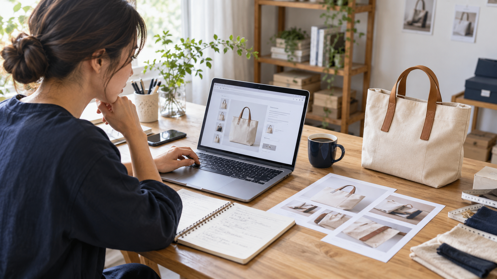 商品ページと商品写真を見比べるEC事業者