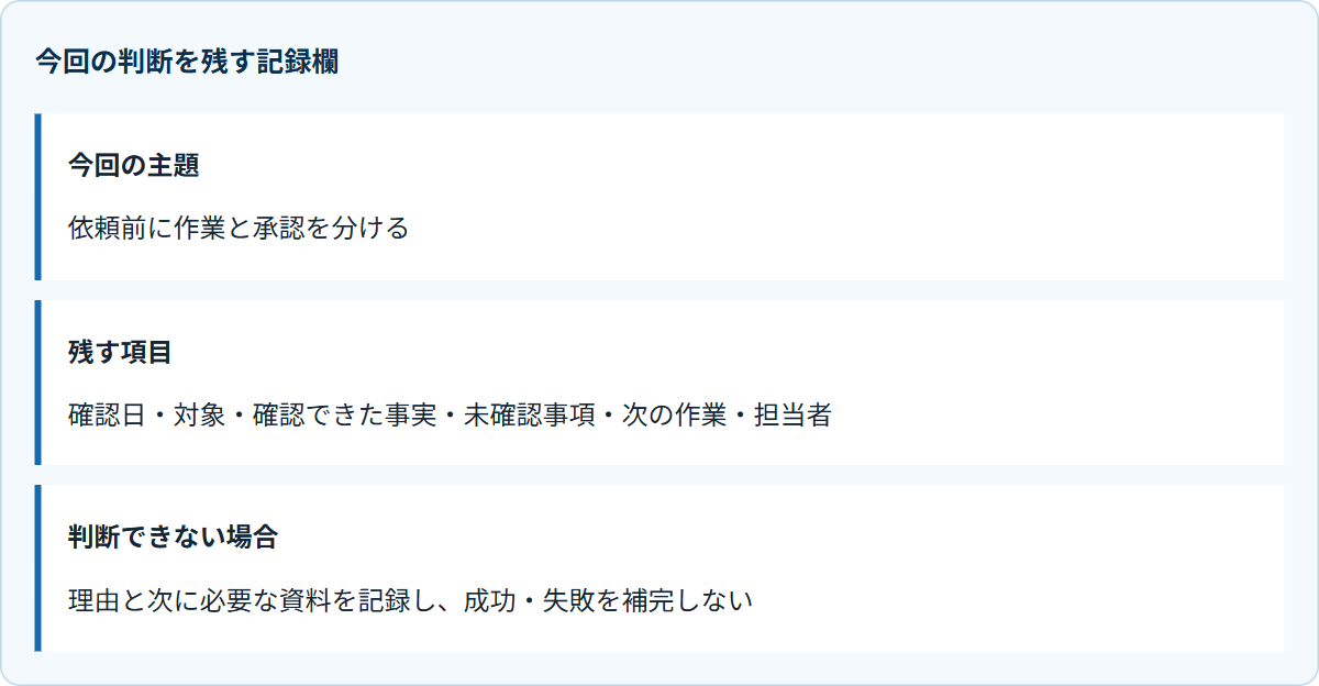 今回の判断を残す記録欄