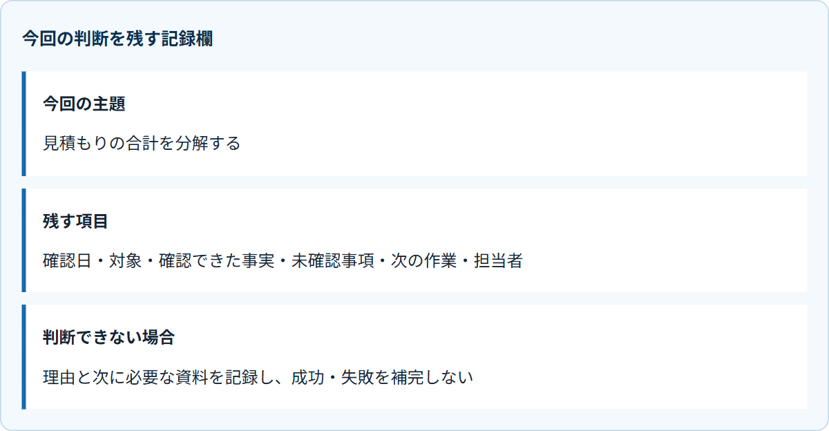 今回の判断を残す記録欄